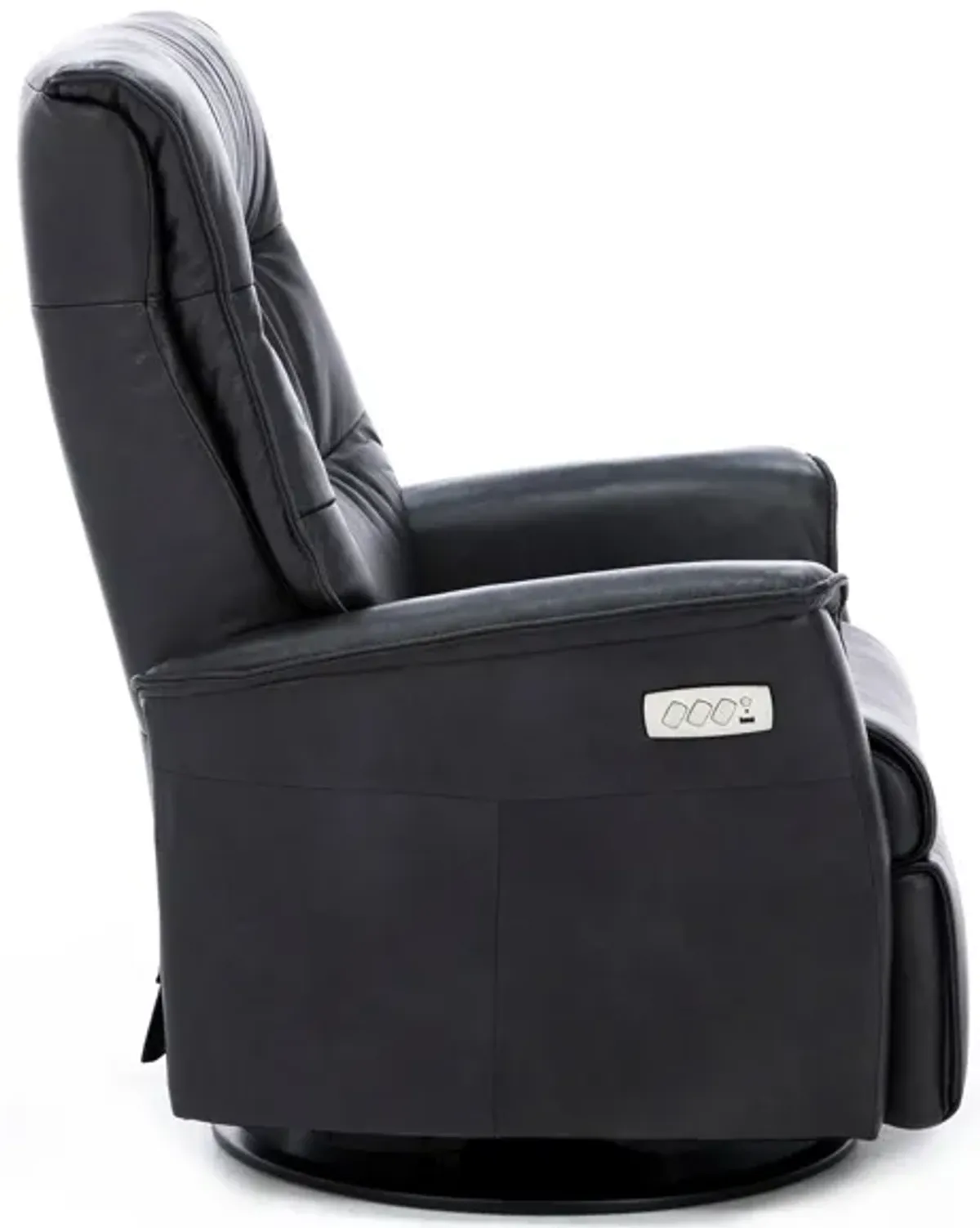 Modern Comfort by Direct Designs Chelsie Leather Fully Loaded Large Swivel Gliding Recliner in Charc