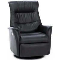 Direct Designs® Chelsie Leather Fully Loaded Large Swivel Gliding Recliner in Charcoal