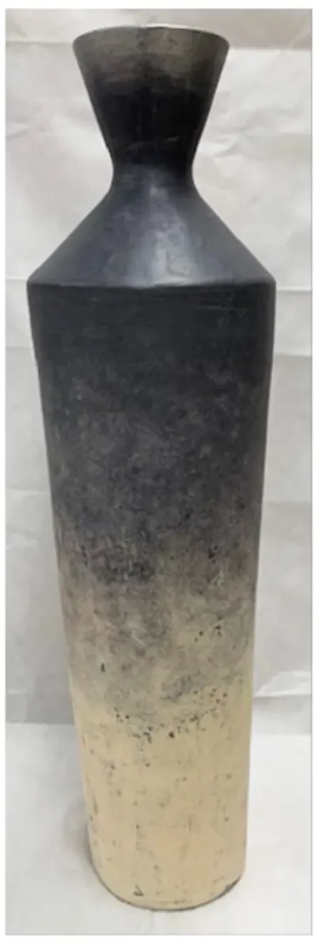Charcoal and Cream Medium Floor Vase 12"W x 44"H