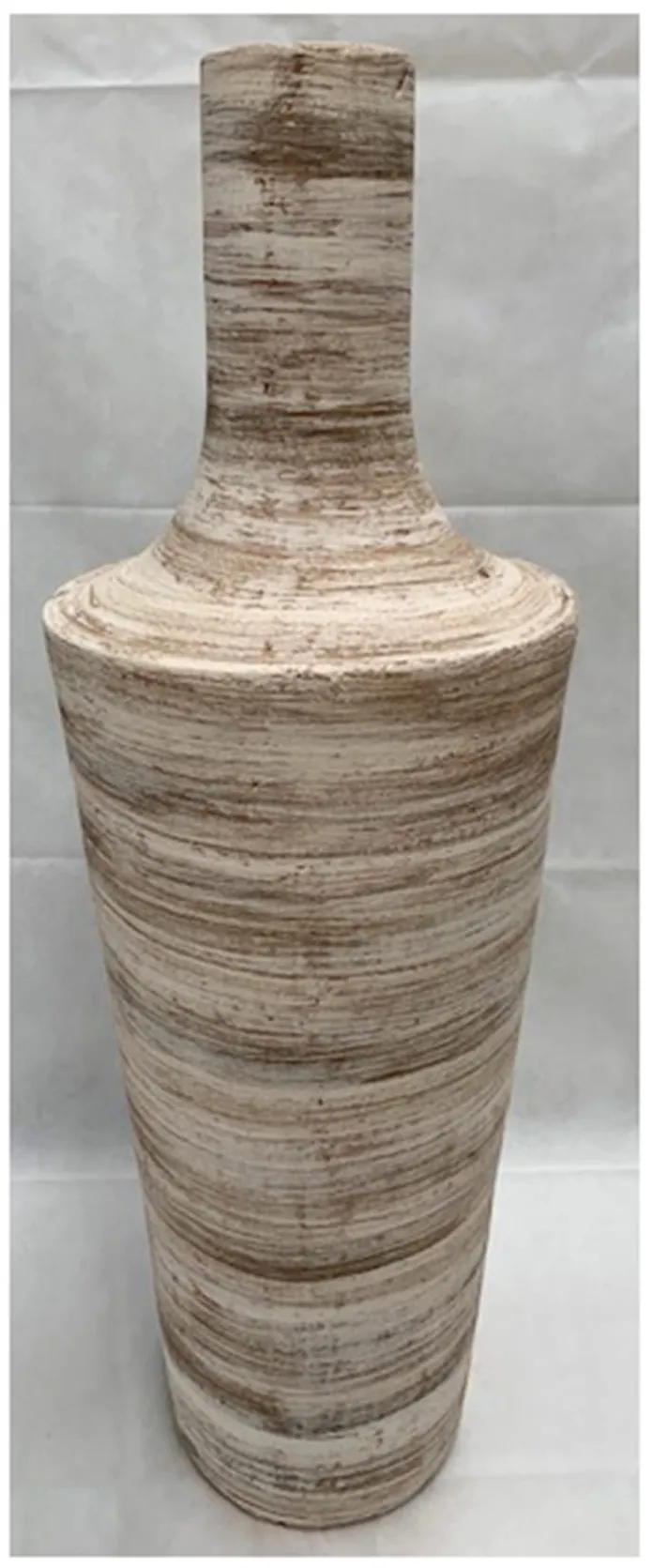 Brown and White Swirl Large Floor Vase 15"W x 51"H