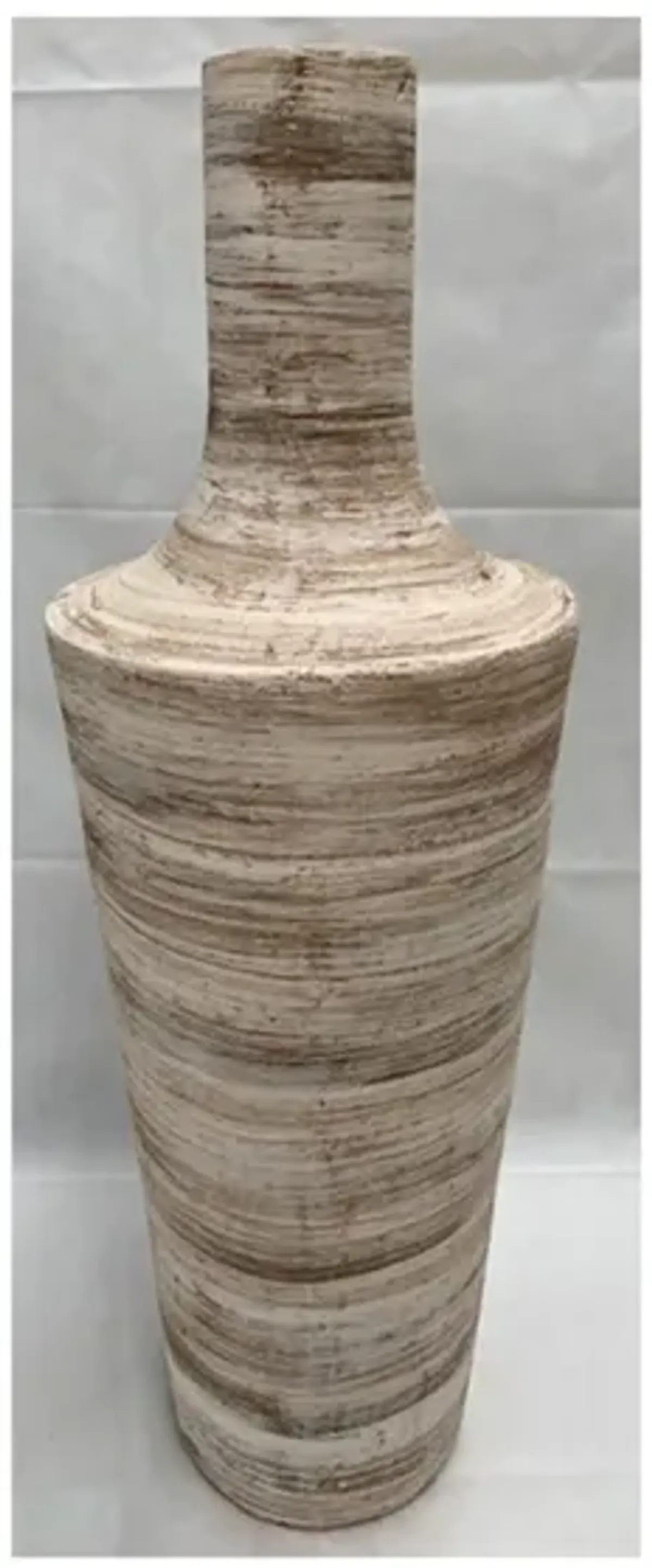 Brown and White Swirl Large Floor Vase 15"W x 51"H