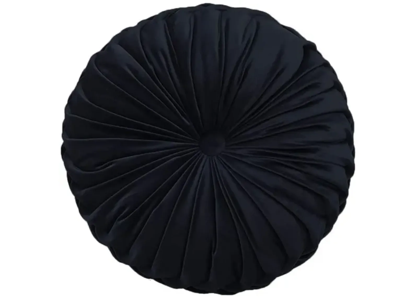 Black Pleated Round Pillow 16"