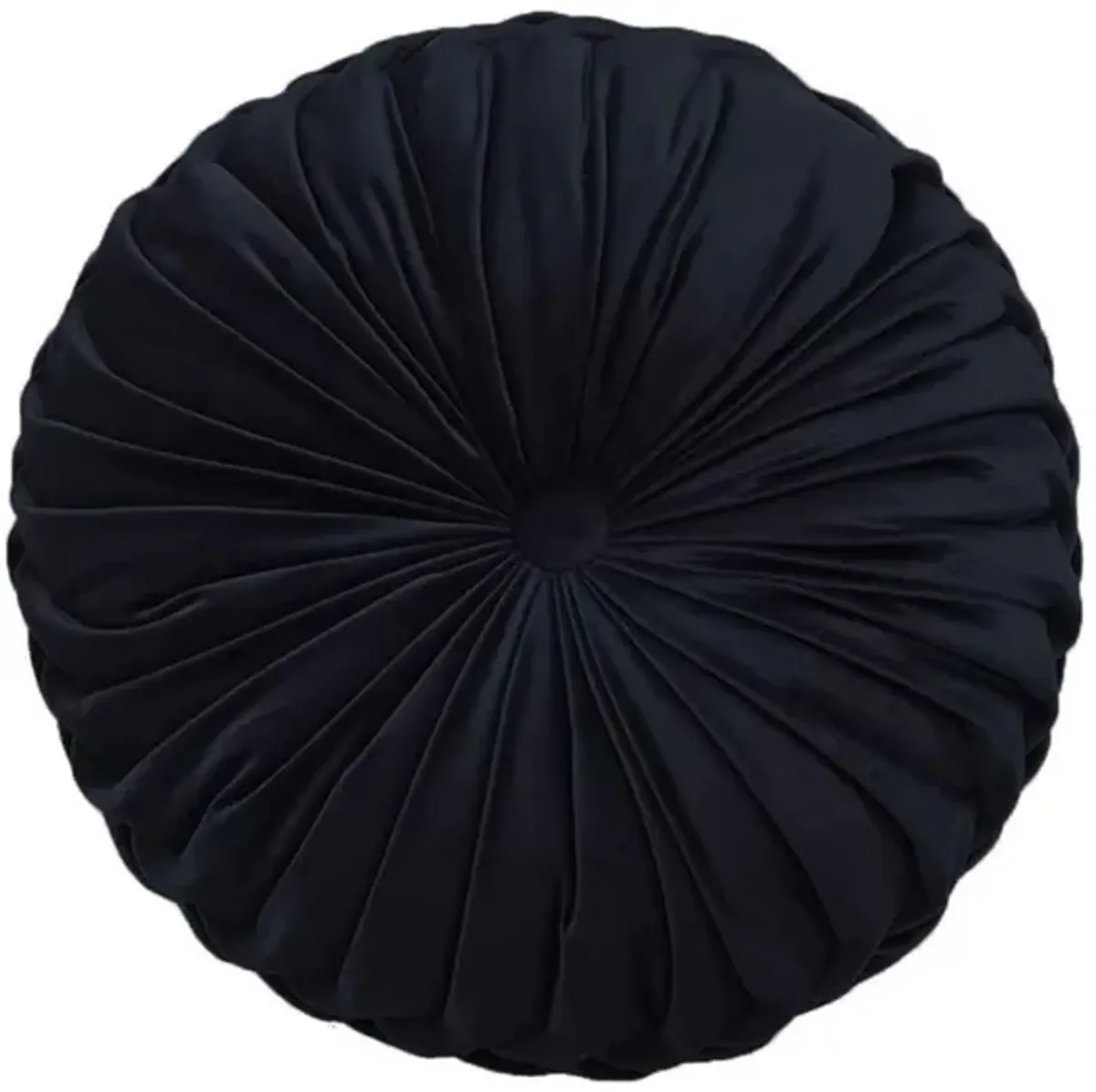 Black Pleated Round Pillow 16"