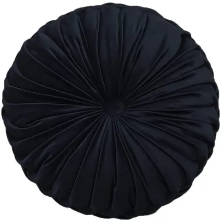 Black Pleated Round Pillow 16"