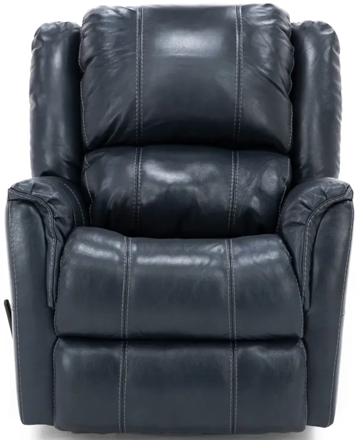 Abramo Leather Manual Glider Recliner in Ocean