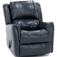 Abramo Leather Manual Glider Recliner in Ocean