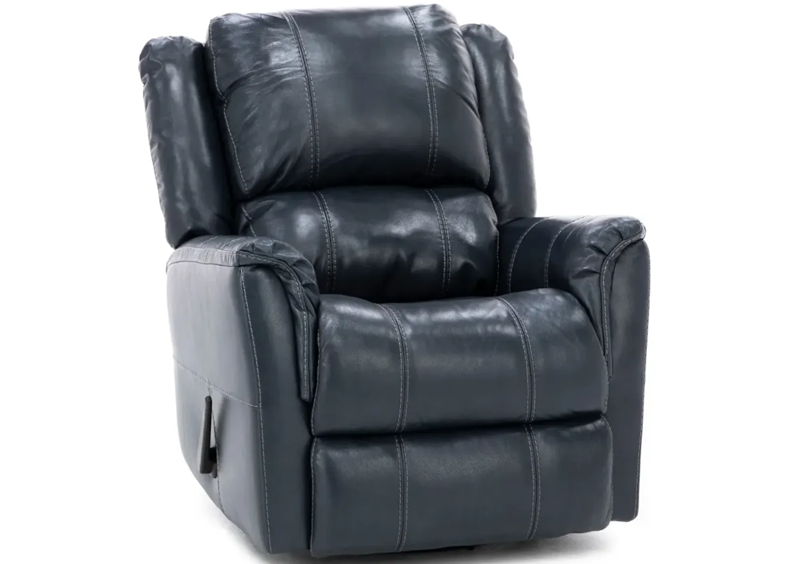 Abramo Leather Manual Glider Recliner in Ocean