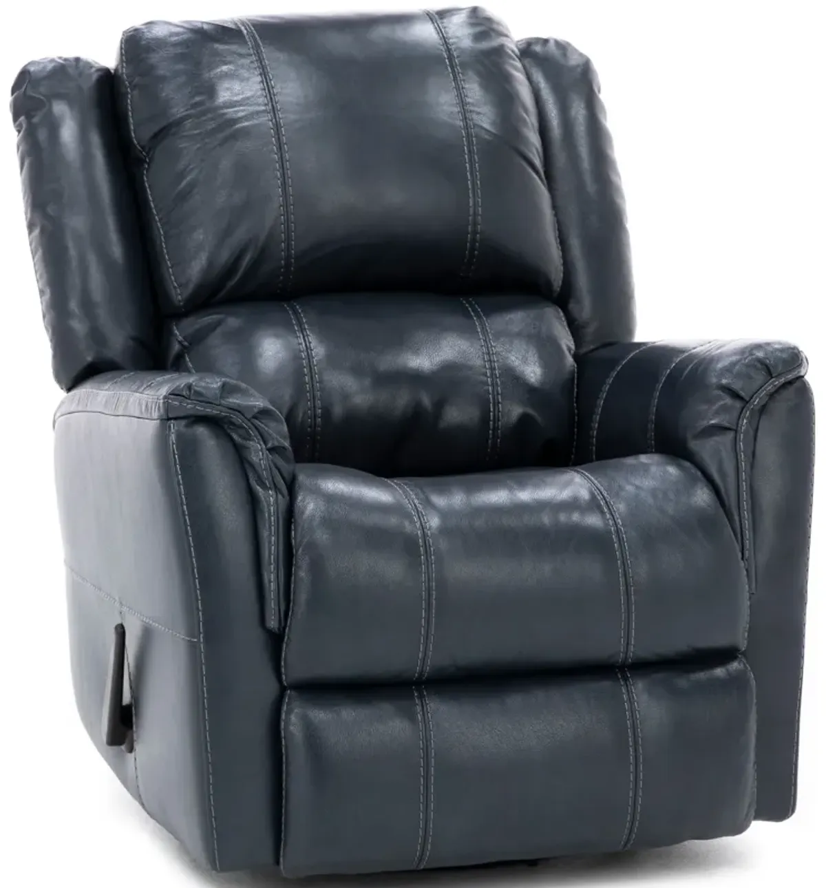 Abramo Leather Manual Glider Recliner in Ocean