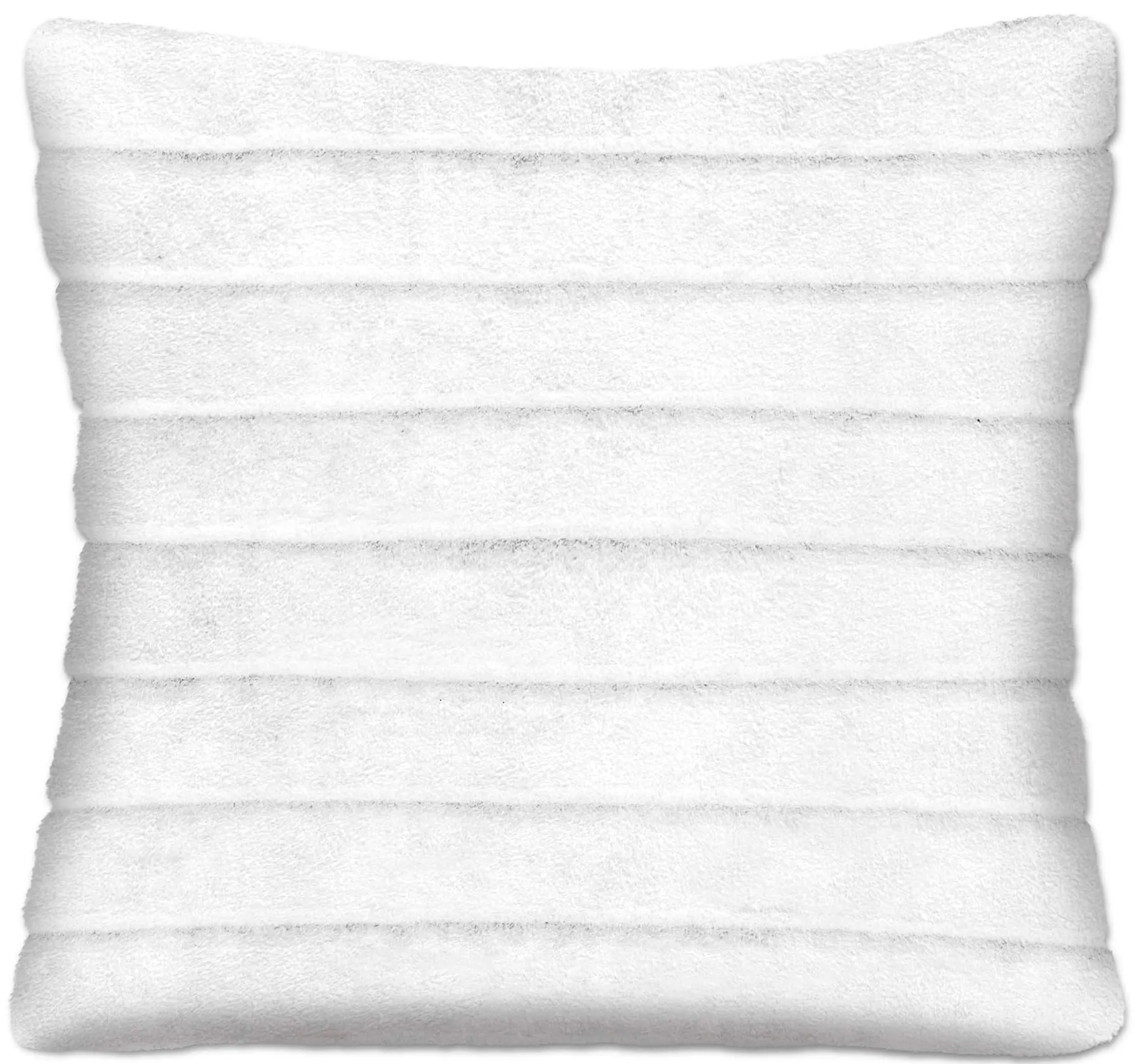 White Ribbed Faux Fur Pillow 17"W x 17"H