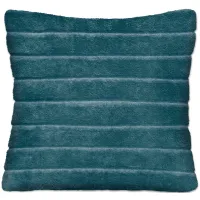 Teal Ribbed Faux Fur Pillow 17"W x 17"H