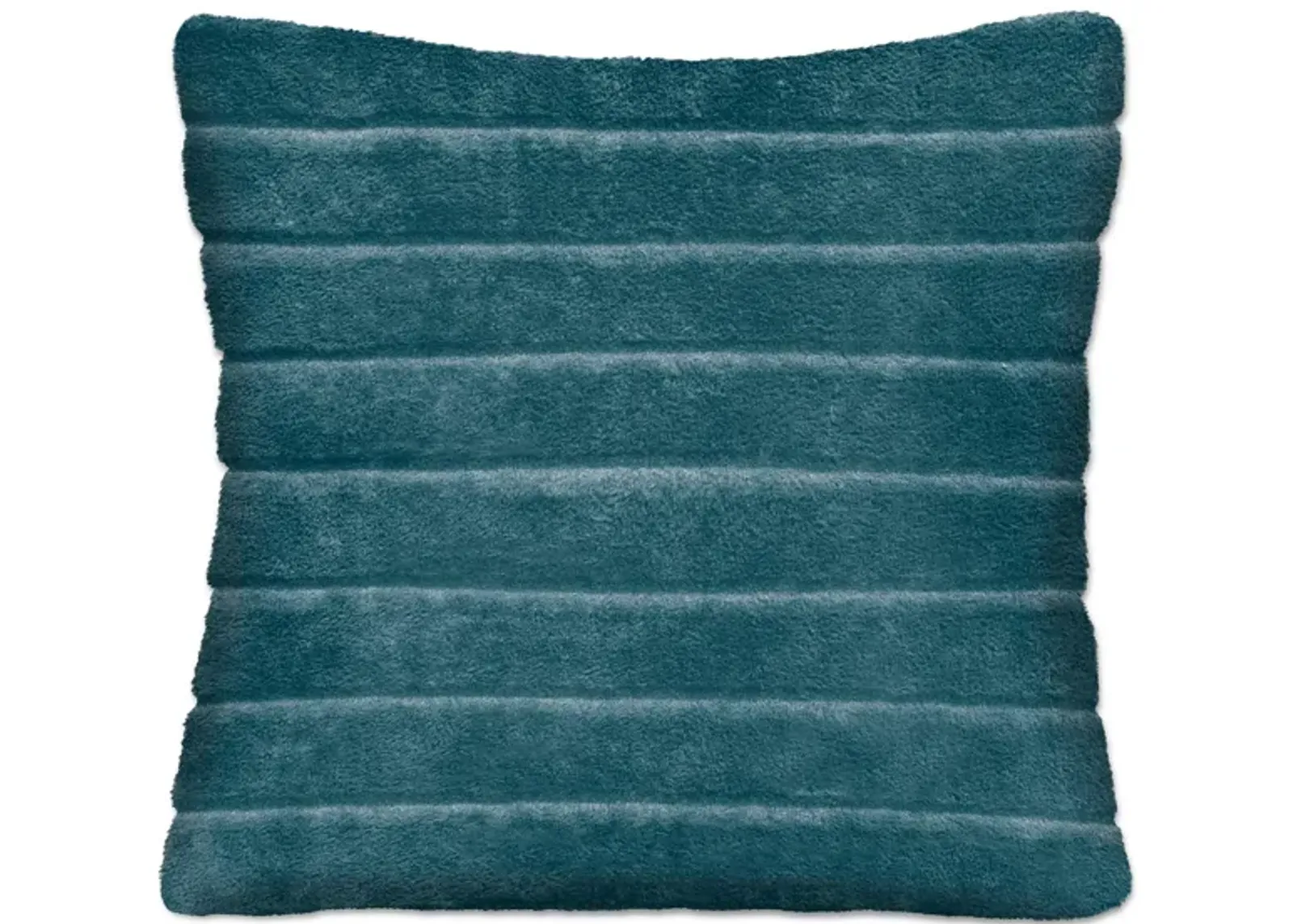 Teal Ribbed Faux Fur Pillow 17"W x 17"H