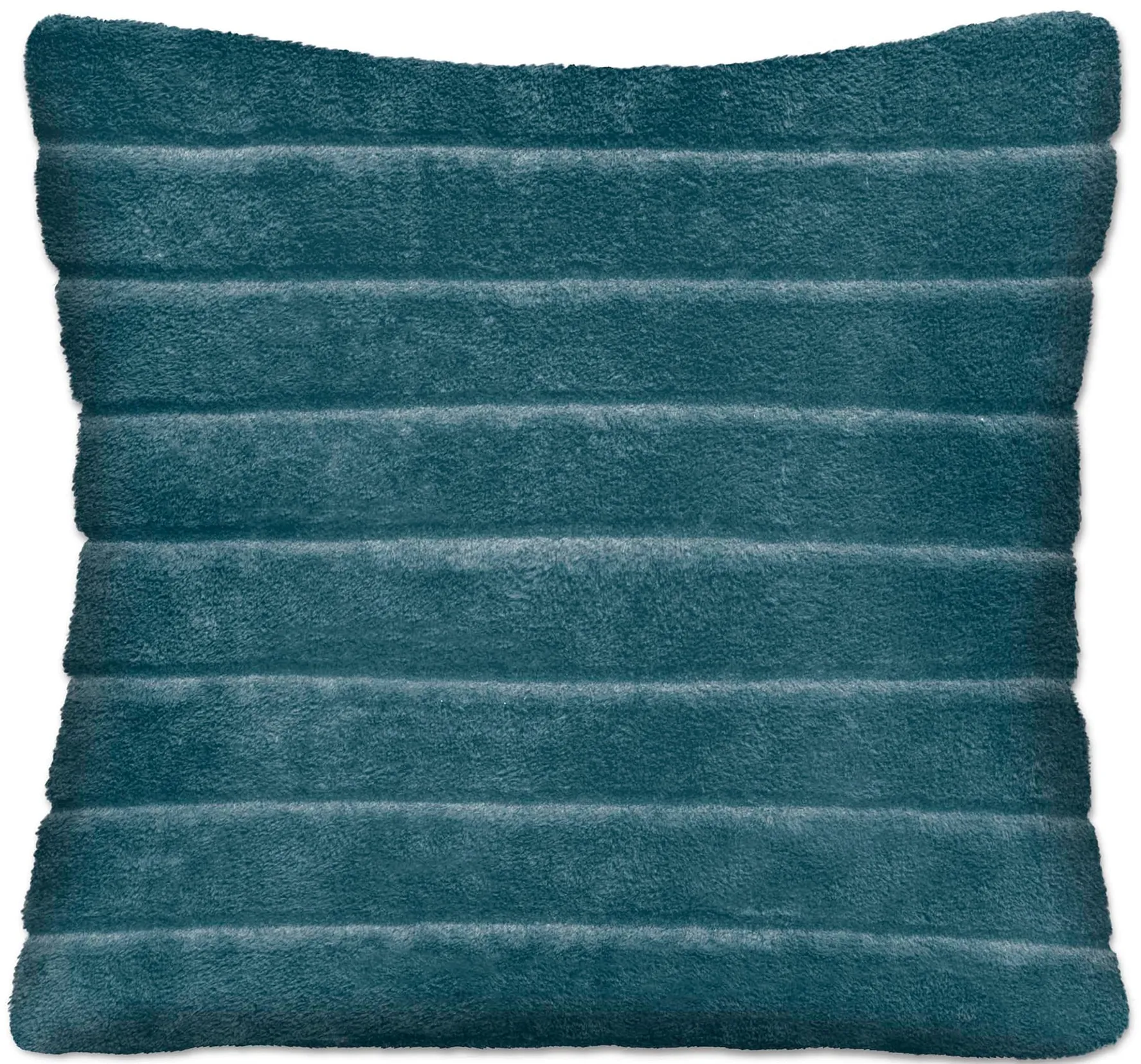 Teal Ribbed Faux Fur Pillow 17"W x 17"H