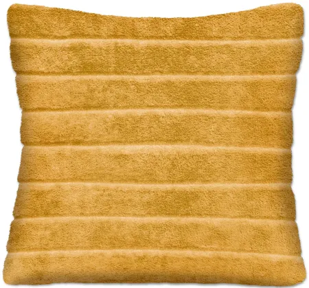 Mustard Ribbed Faux Fur Pillow 17"W x 17"H