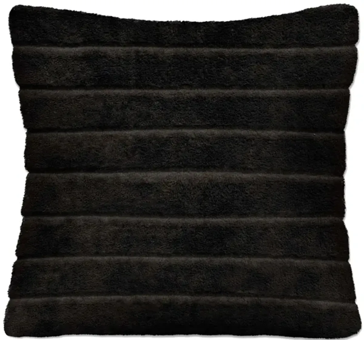 Black Ribbed Faux Fur Pillow 17"W x 17"H