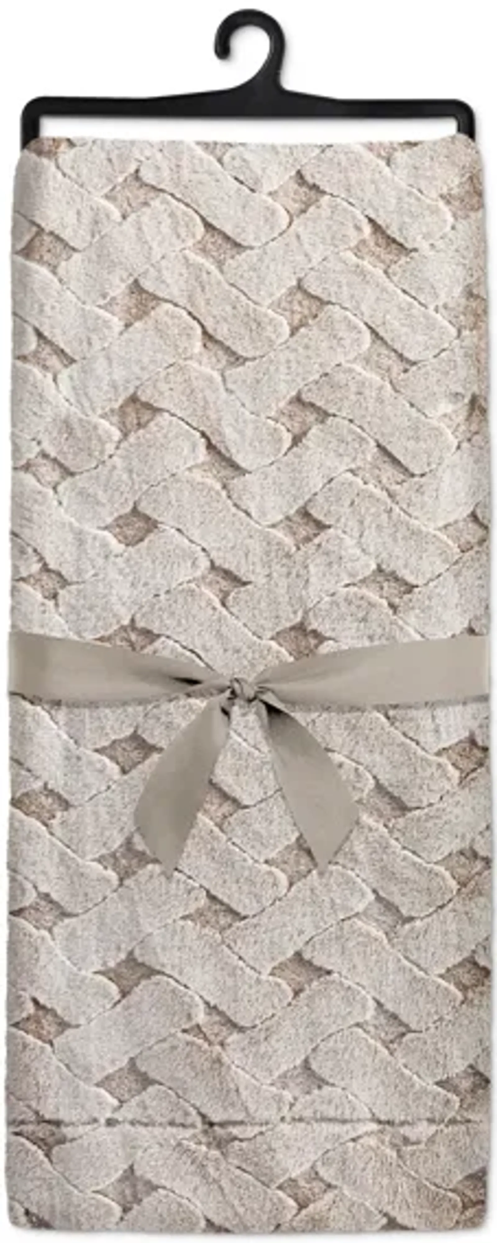 Taupe Diamond Textured Faux Rabbit Fur Throw 48"W x 60"L