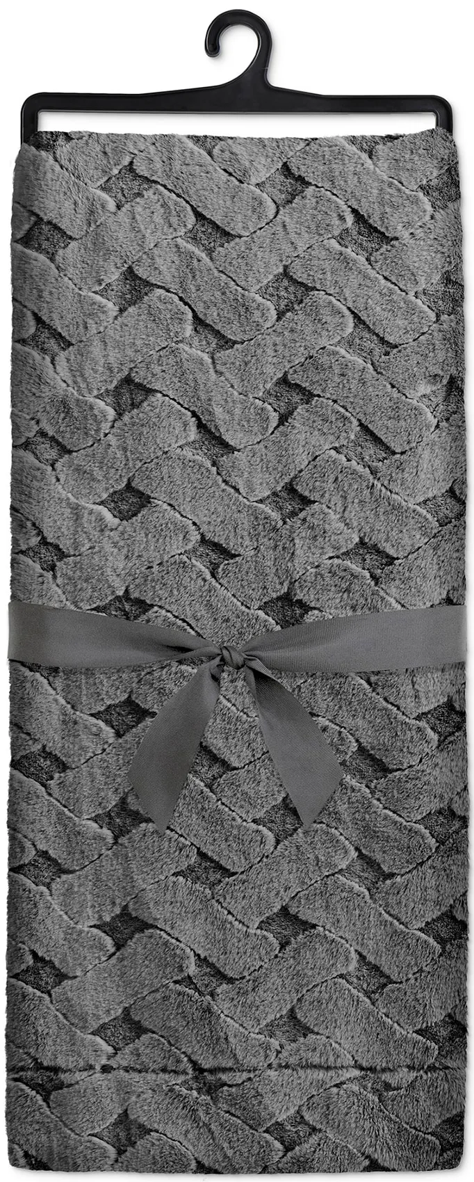 Charcoal Diamond Texture Faux Rabbit Fur Throw 48"W x 60"L