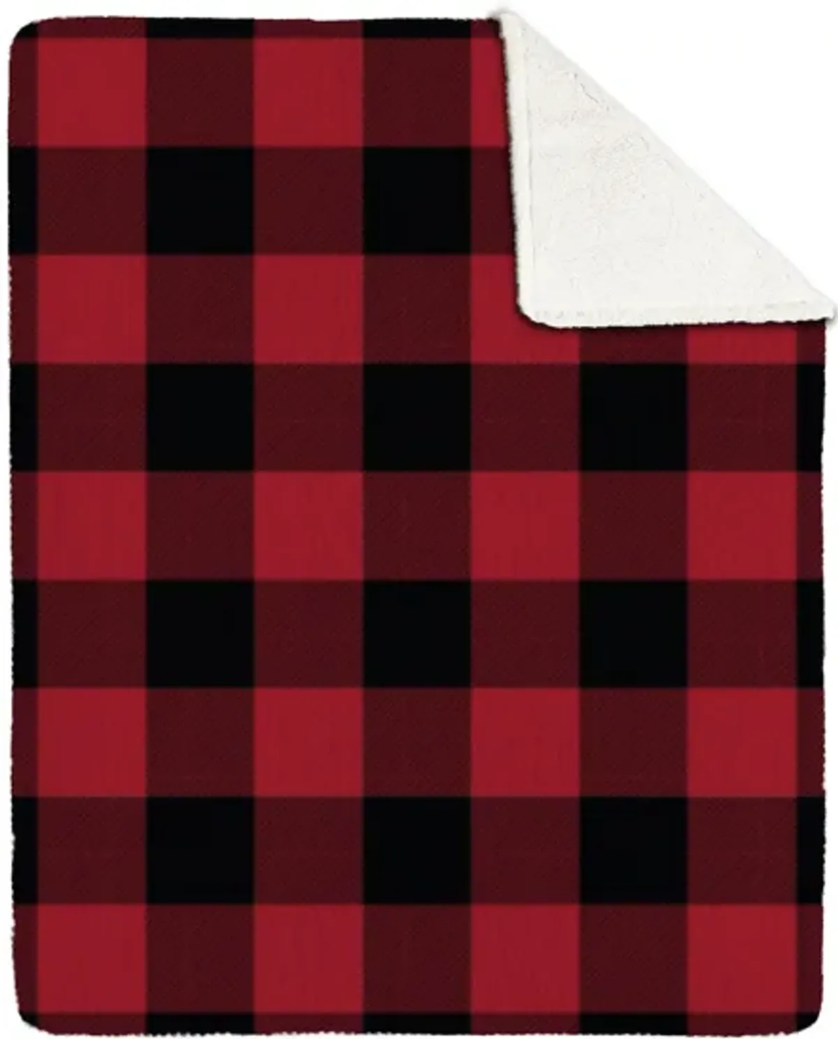 Red Buffalo Plaid Sherpa Faux Fur Throw 48"W x 60"L