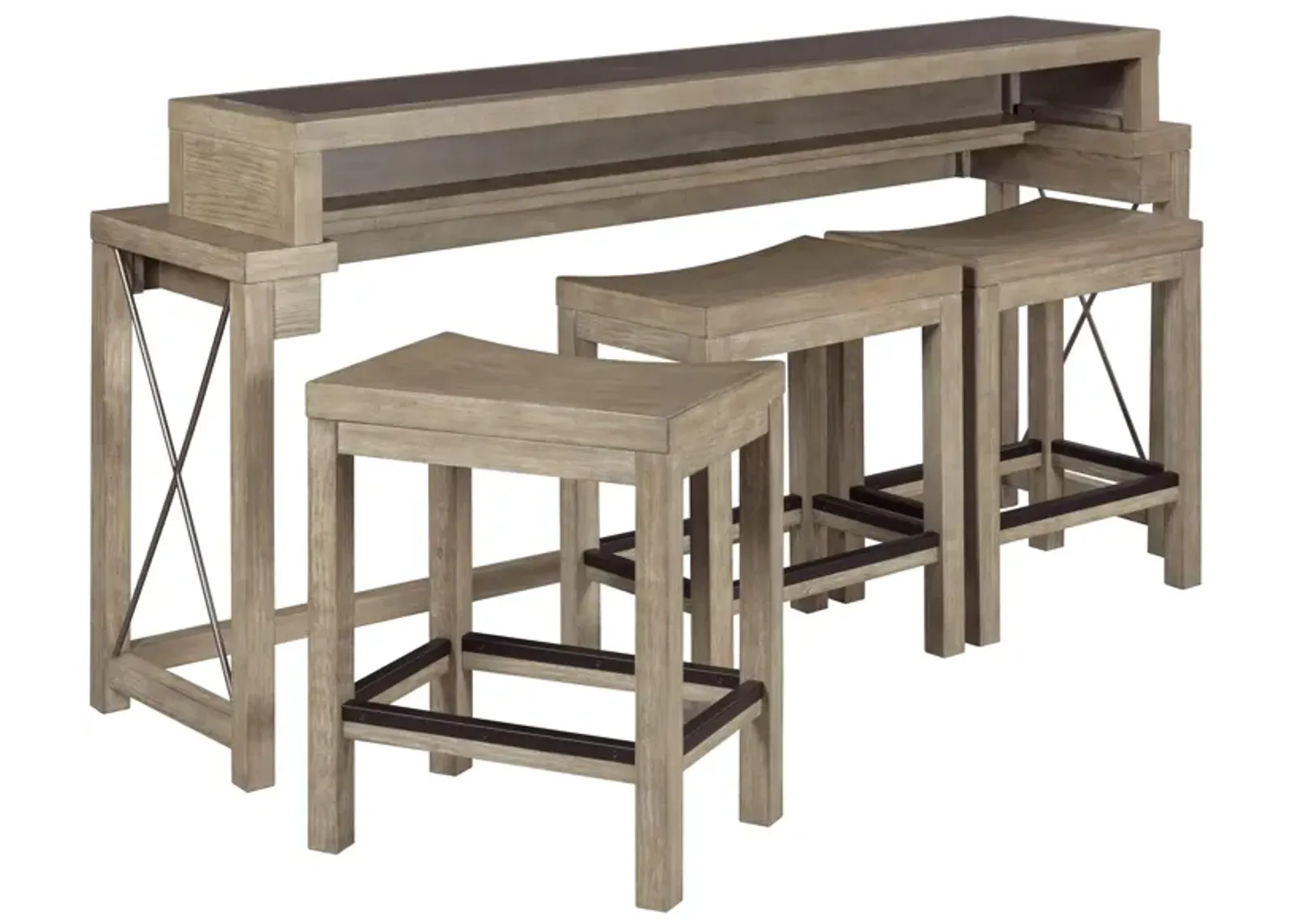 West End Console Bar Table W/ Three Stools 