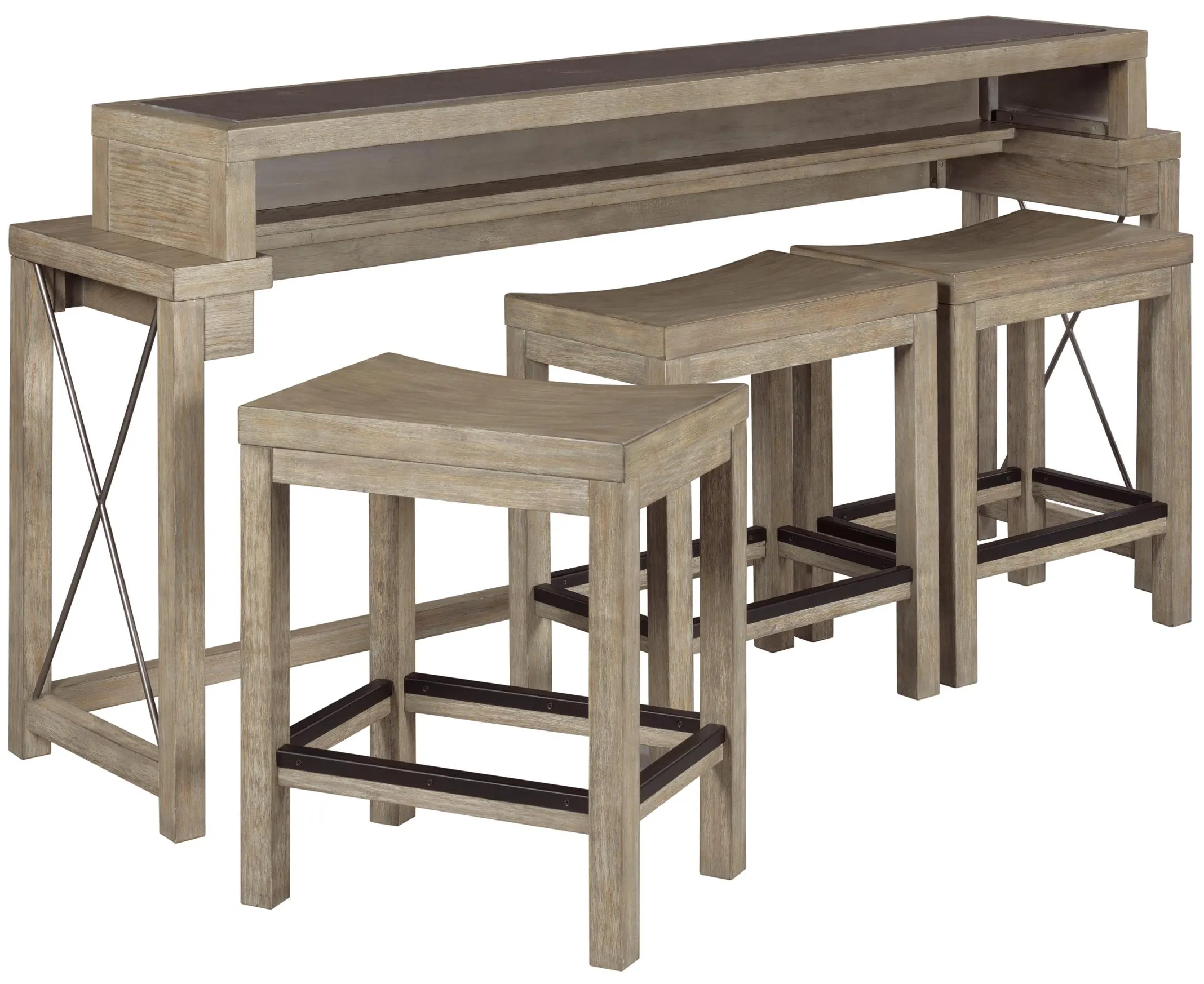 West End Console Bar Table W/ Three Stools 