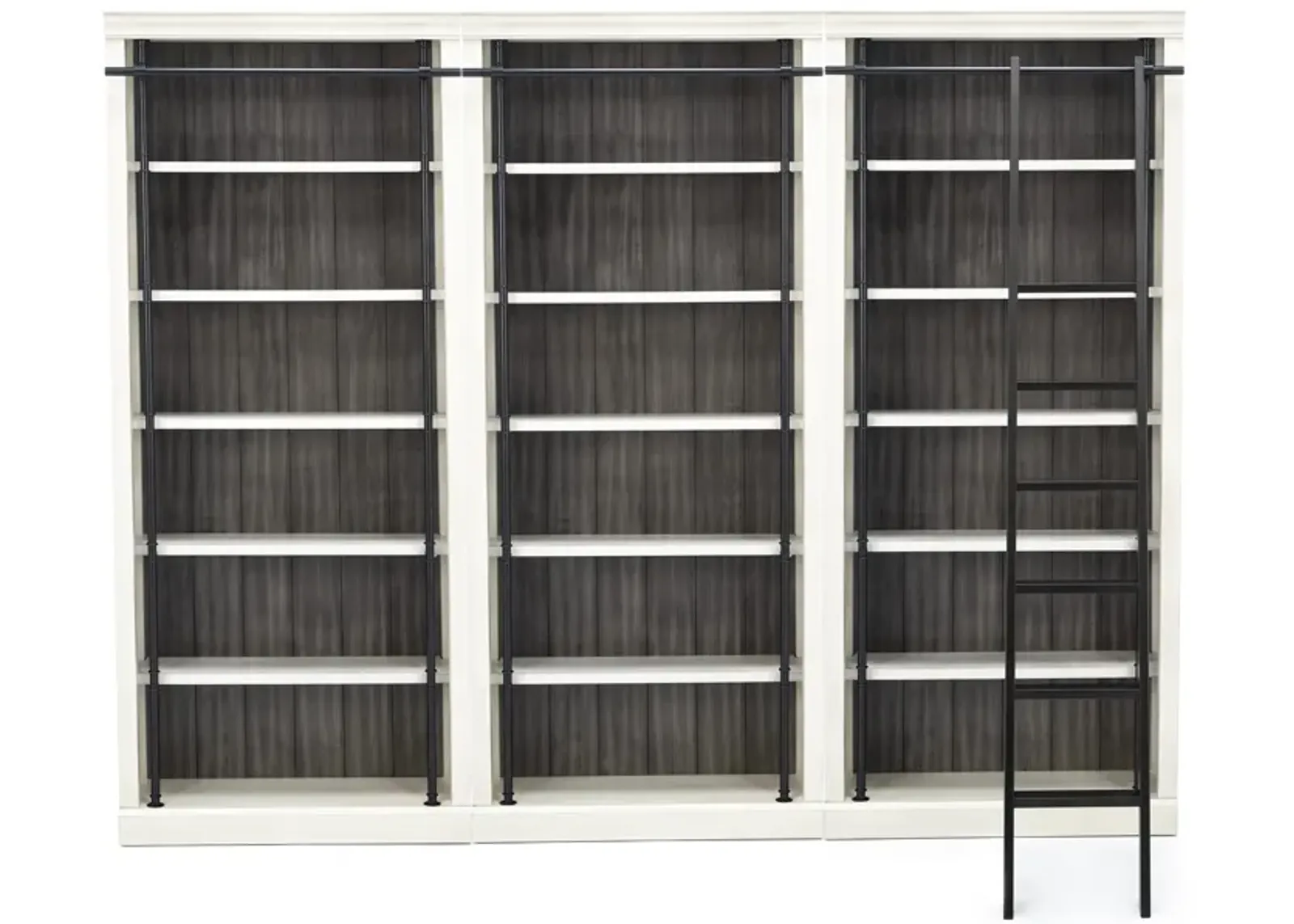 White Toulouse Bookcase Wall with Ladder