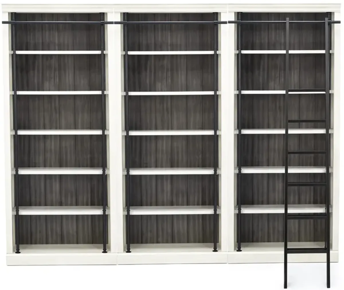 White Toulouse Bookcase Wall with Ladder