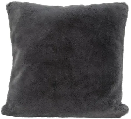 Charcoal Faux Rabbit Fur Pillow 20"W x20"H