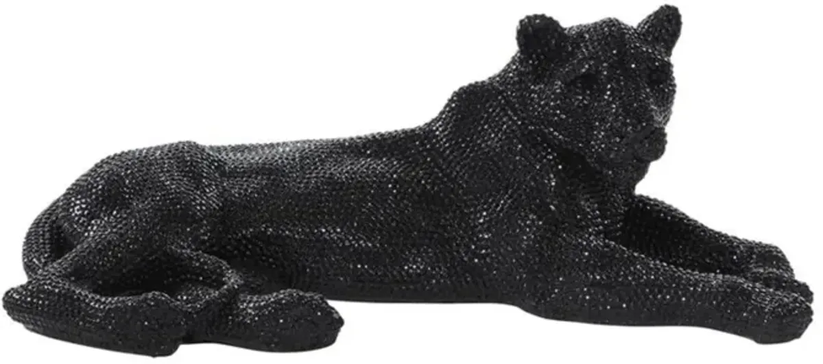 Black Bling Laying Leopard 39"W x 14"H