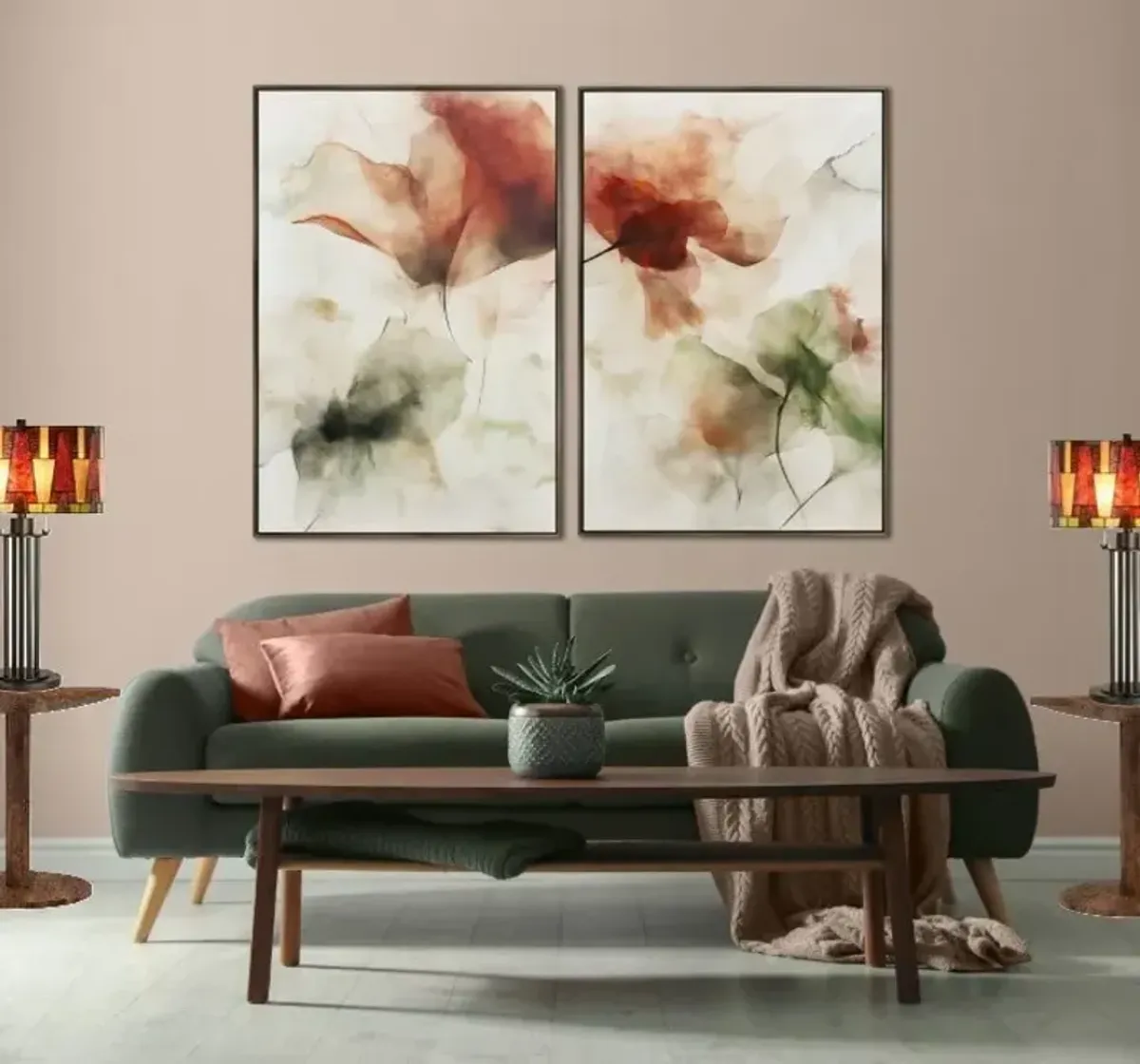 Sybal Spice Drum Tiffany-Style Glass Table Lamp 29.75"H