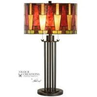 Sybal Spice Drum Tiffany-Style Glass Table Lamp 29.75"H