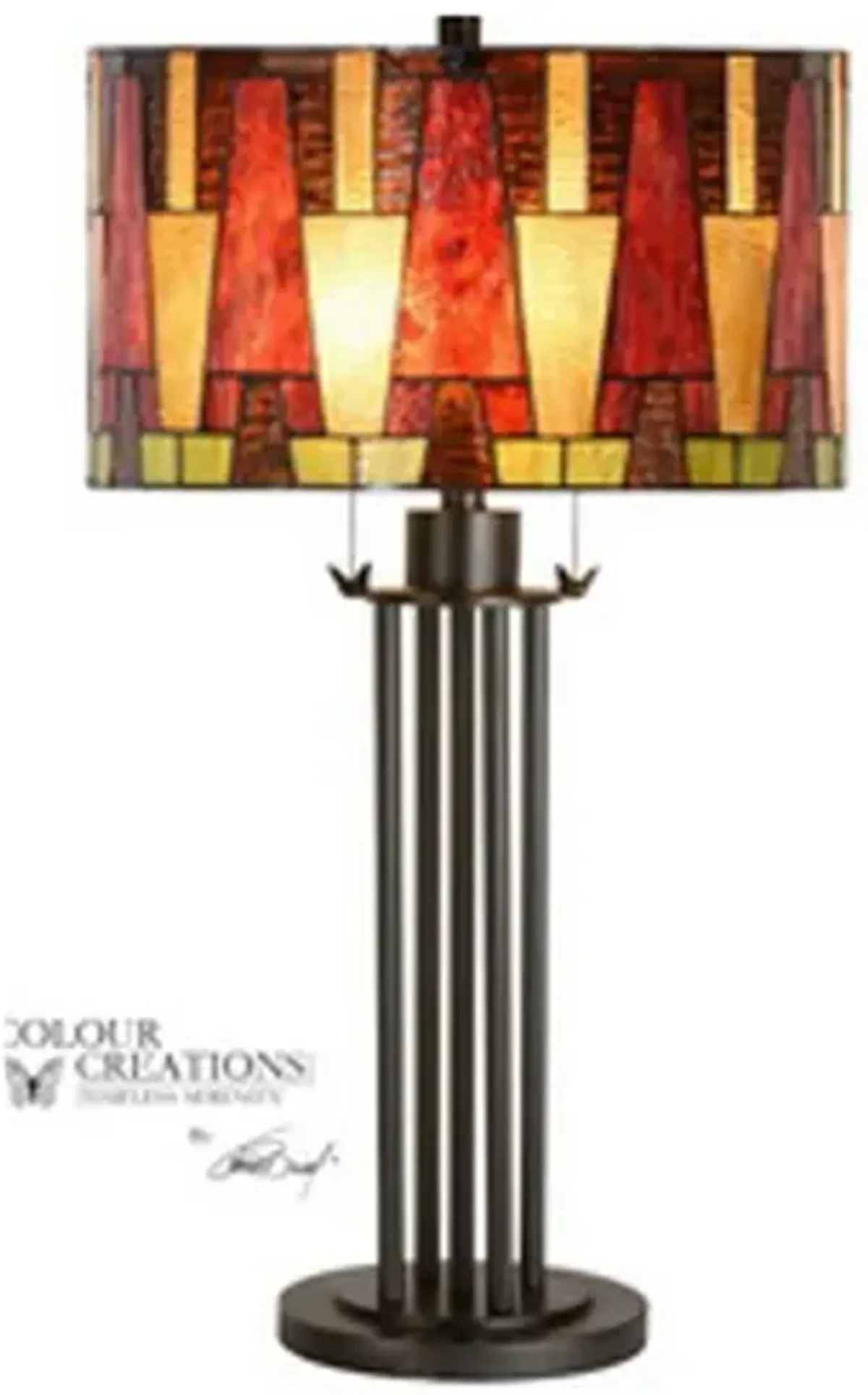 Sybal Spice Drum Tiffany-Style Glass Table Lamp 29.75"H