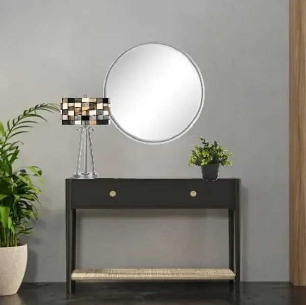 Greys Drum Tiffany-Style Glass Table Lamp 29.75"H