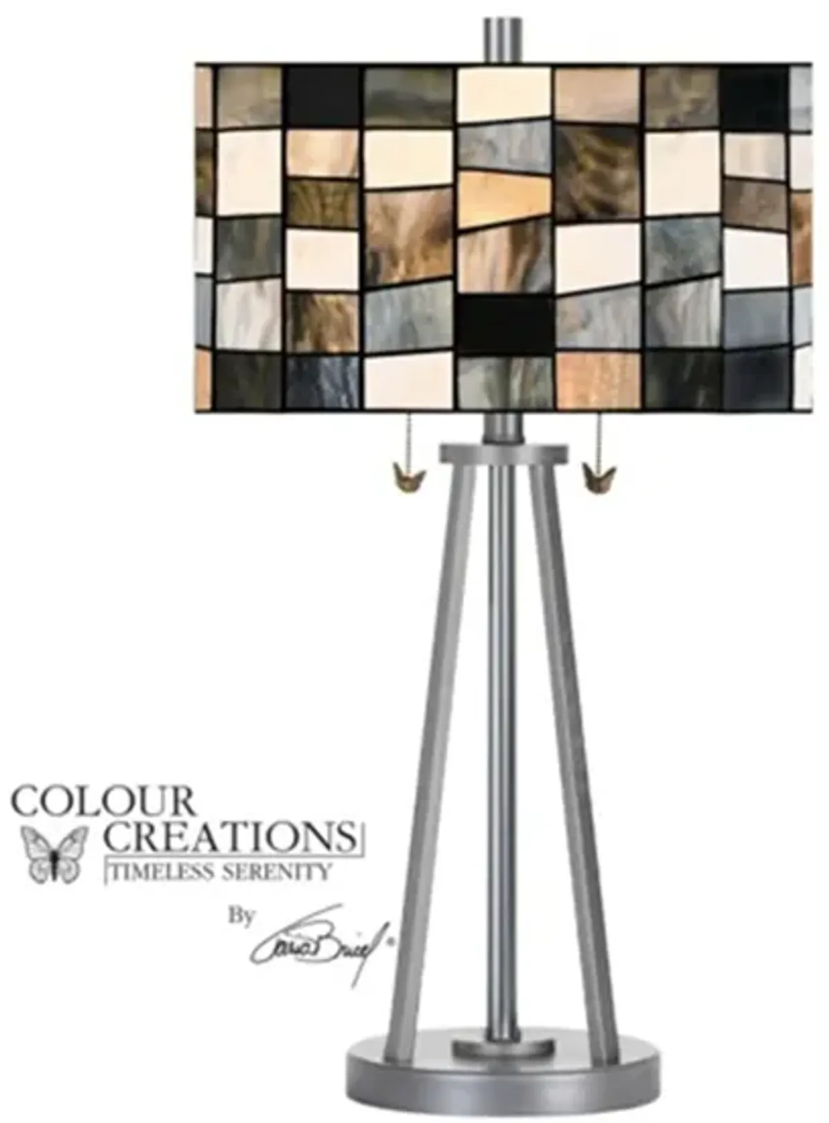 Greys Drum Tiffany-Style Glass Table Lamp 29"H