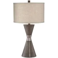 Double Brown Cone/Metal Band Table Lamp 29.5"H