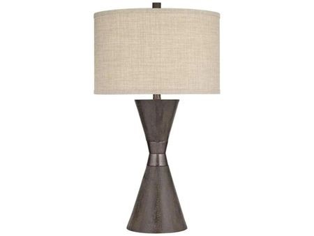 Double Brown Cone with Metal Band Table Lamp 29.5"H