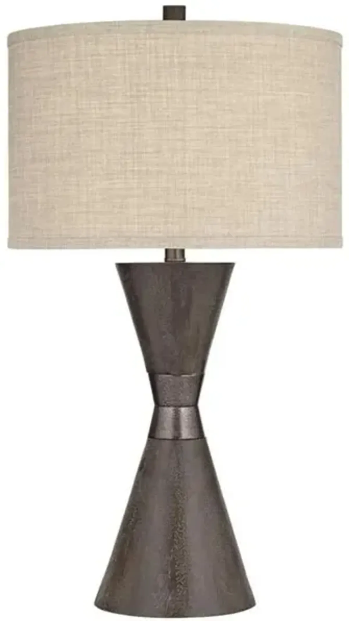 Double Brown Cone with Metal Band Table Lamp 29.5"H