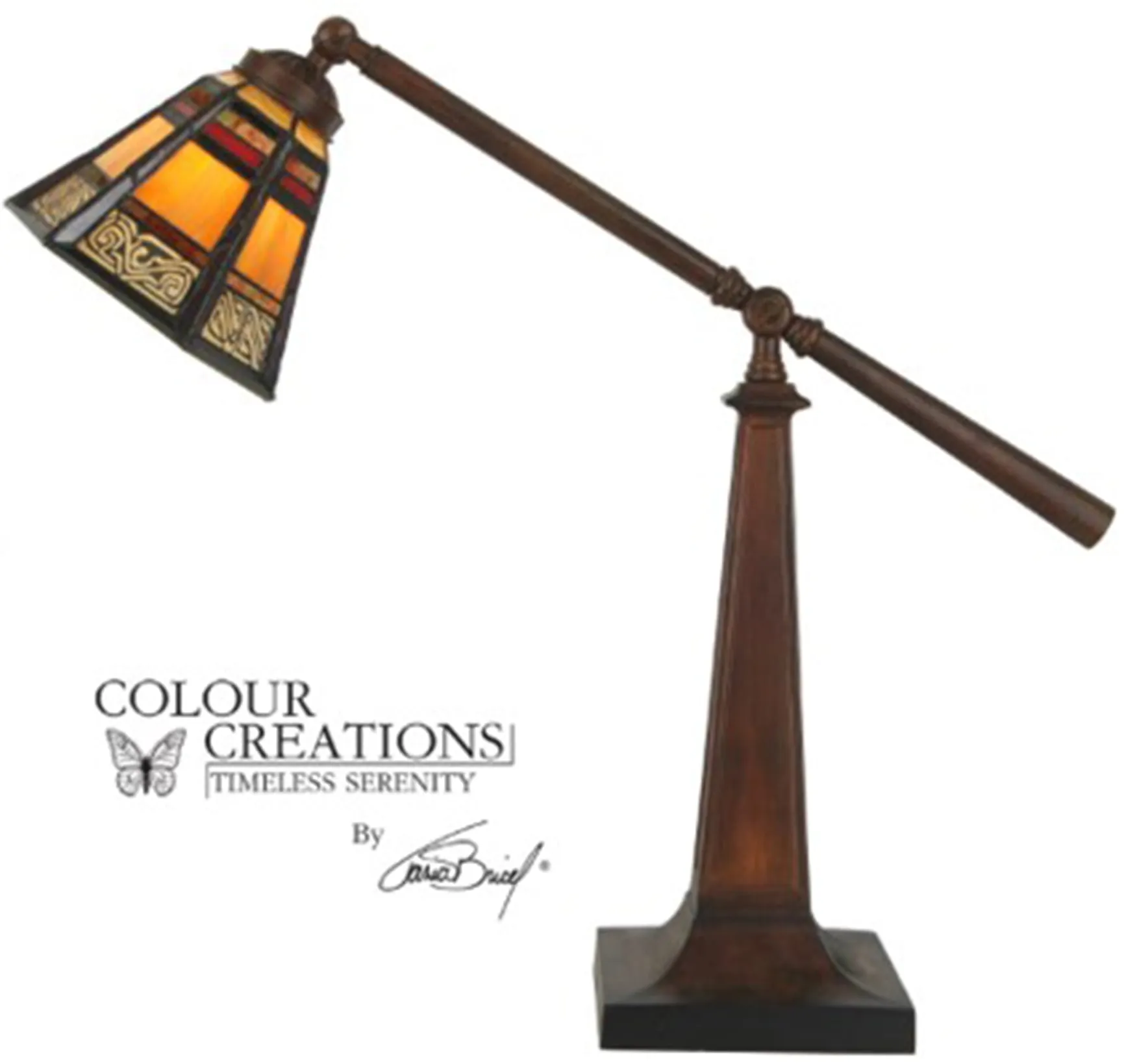 Addie Adjustable Tiffany-Style Glass Task Lamp 21.25"H