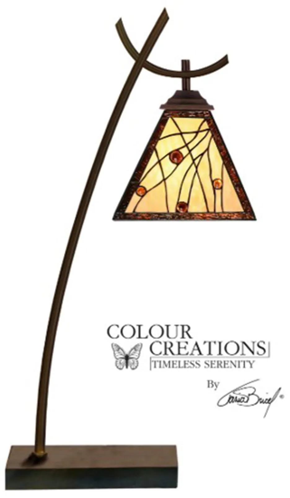 Ivory and Amber Tiffany-Style Glass Adjustable Task Lamp 22.5"H