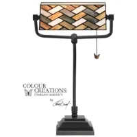 Grey Weave Tiffany-Style Glass Desk Lamp 20.5"H