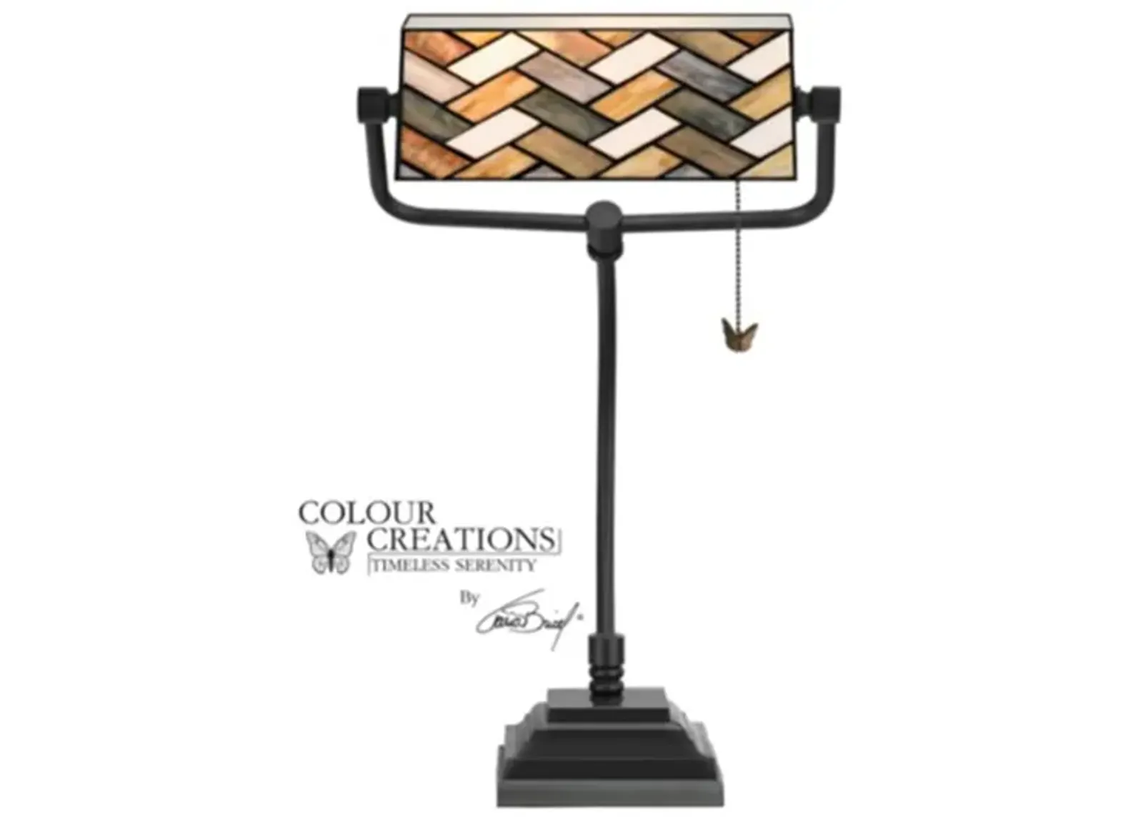 Grey Weave Tiffany-Style Glass Desk Lamp 20.5"H