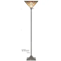 Grey and Cream Tiffany-Style Glass Torchiere 72"H