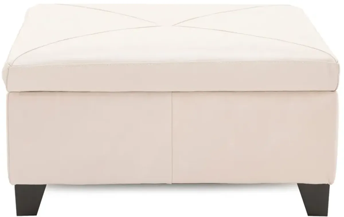 Merced Leather Storage Cocktail Ottoman