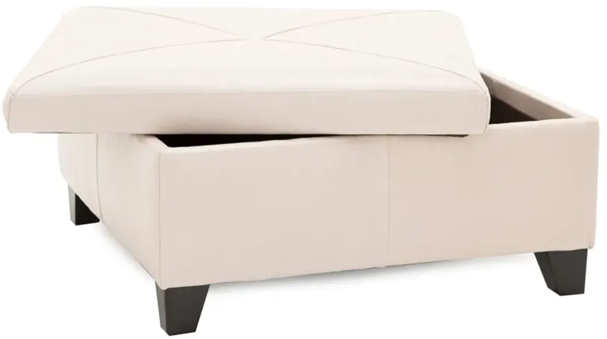 Merced Leather Storage Cocktail Ottoman