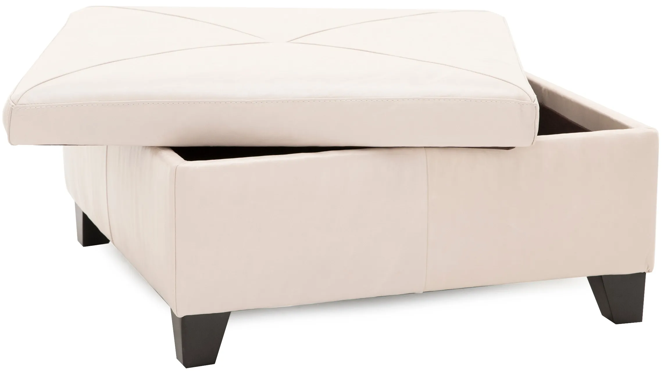 Merced Leather Storage Cocktail Ottoman