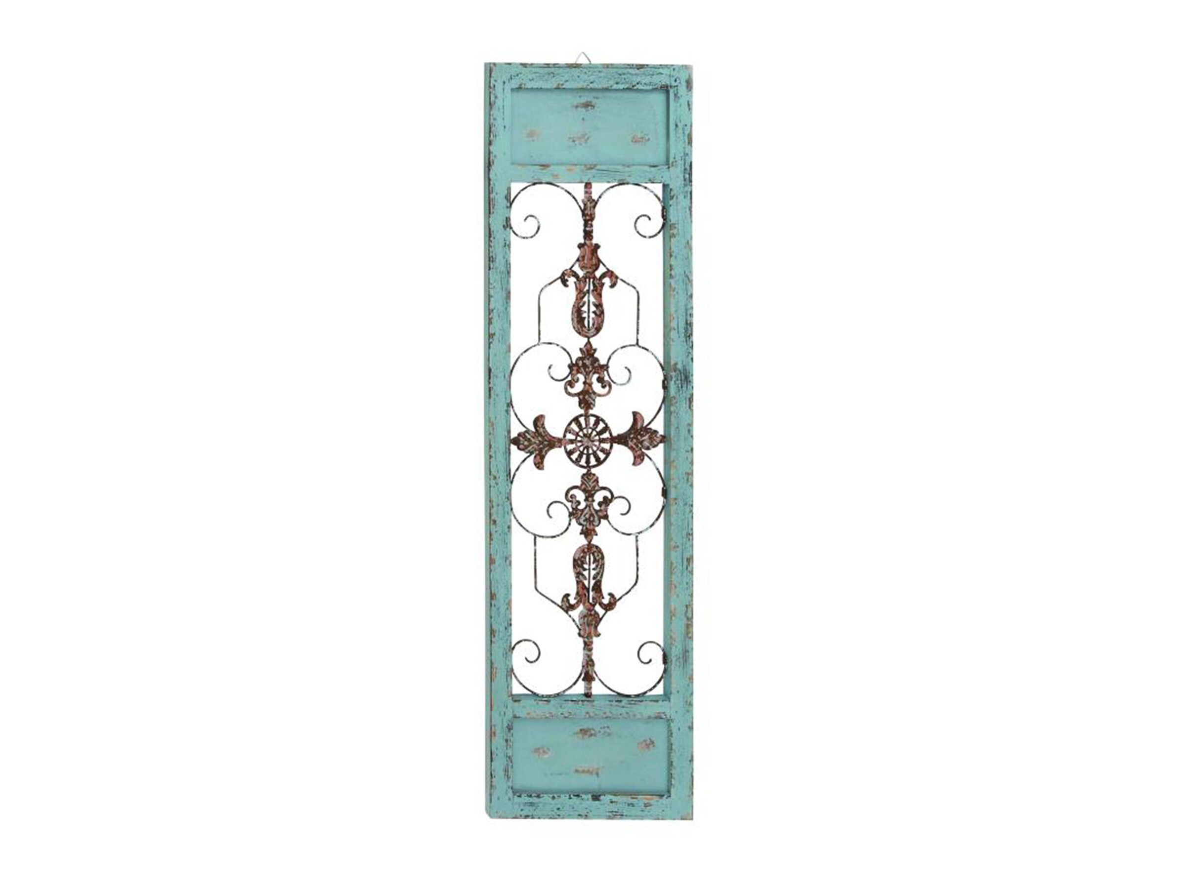 Wood and Metal Turquoise Wall Décor Panel 14"W x 47"H