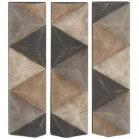 Set of 3 Black, Grey, Cream, and Brown Tri-Dimensional Panels 11"W x 36"H