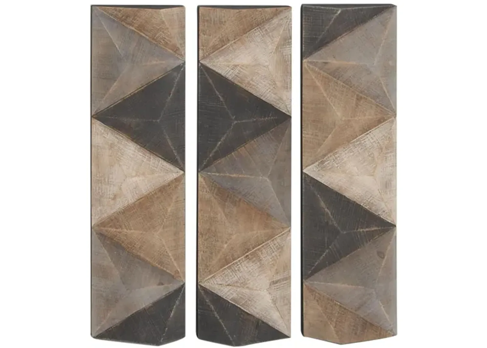 Set of 3 Black, Grey, Cream, and Brown Tri-Dimensional Panels 11"W x 36"H