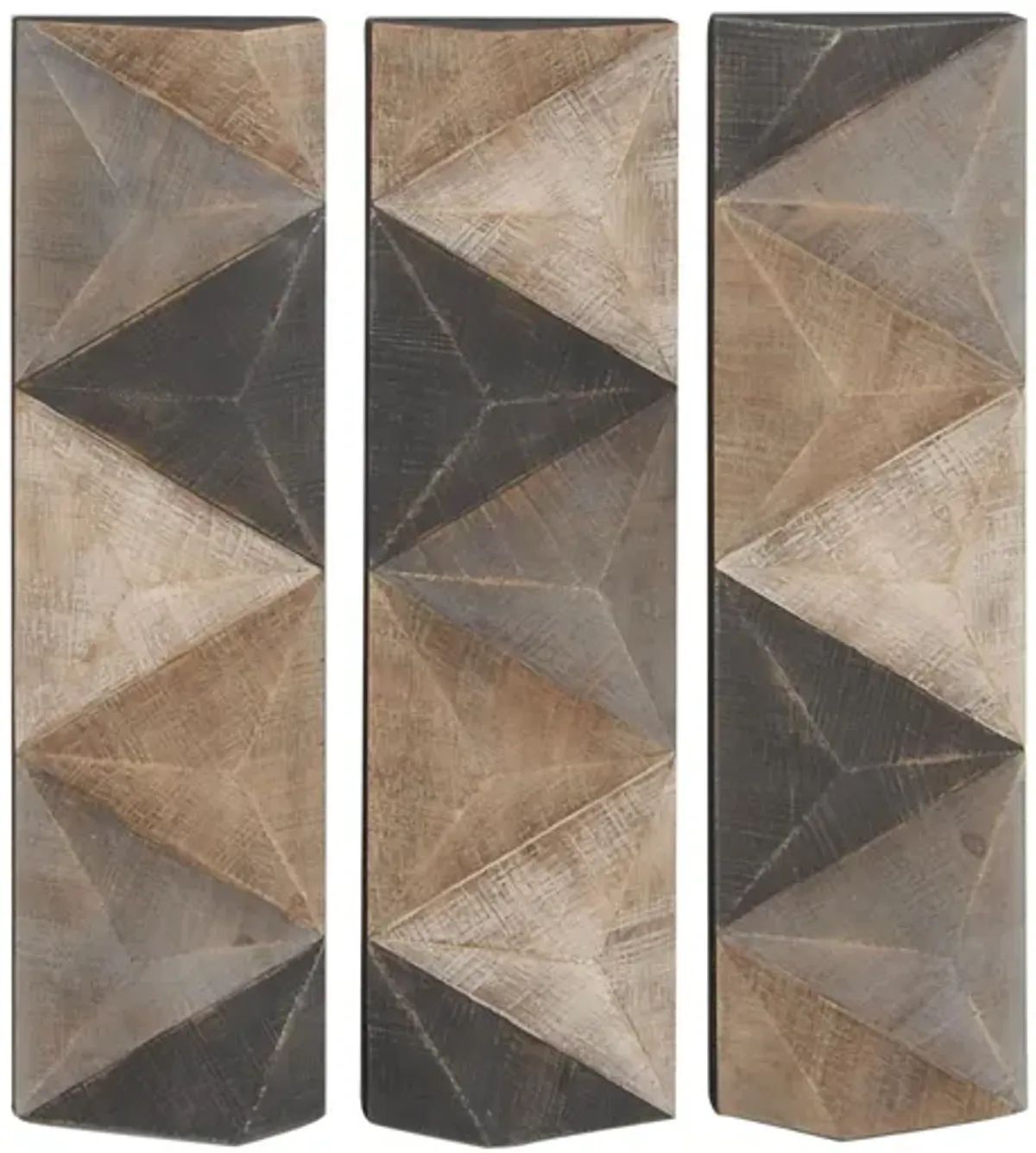 Set of 3 Black, Grey, Cream, and Brown Tri-Dimensional Panels 11"W x 36"H