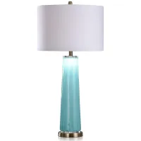 Ocean Blue Glass Table Lamp With Nightlight 34"H