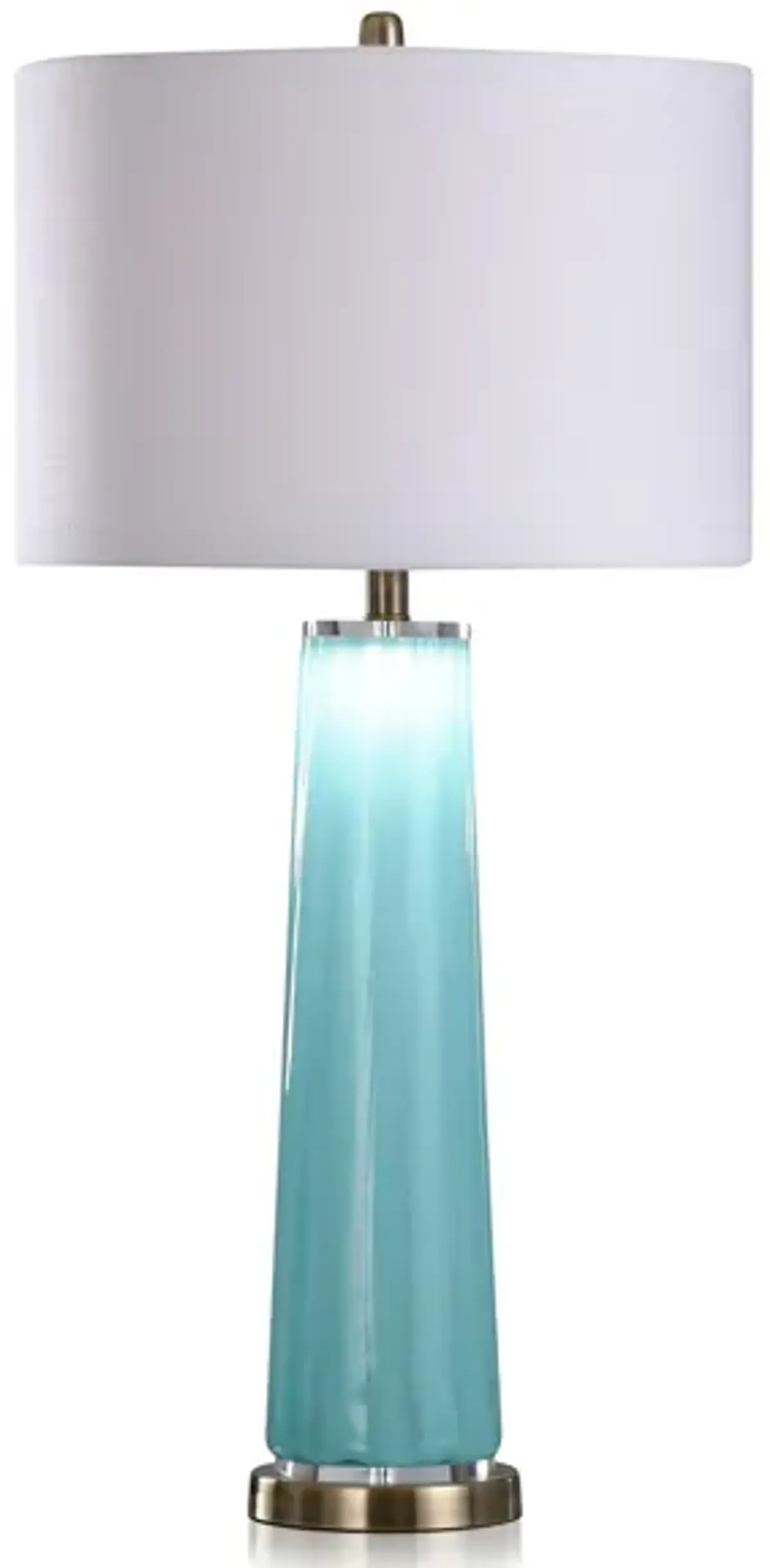 Ocean Blue Glass Table Lamp With Nightlight 34"H