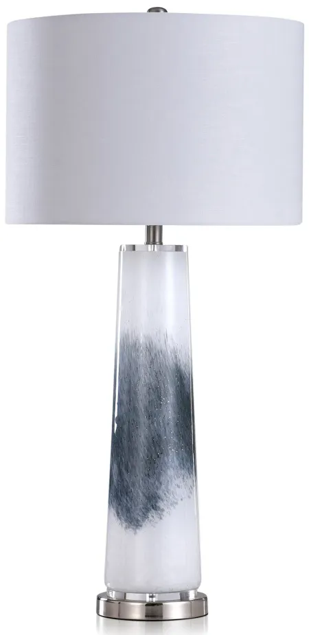 White and Charcoal Art Glass Table Lamp With Nightlight 39"H